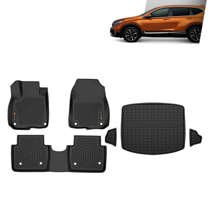G-PLUS TPE Floor Mats Fit Honda CR-V Fuel Vehicle 2017-2022 6 PCS Black