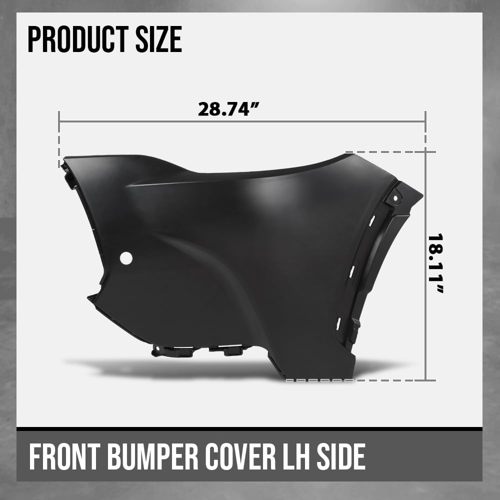 G-PLUS Front LH Side Bumper Cover Compatible with Toyota Corolla Cross 2022 2023 2024 2025 Fit XLE Models with Park Assist Only Black
