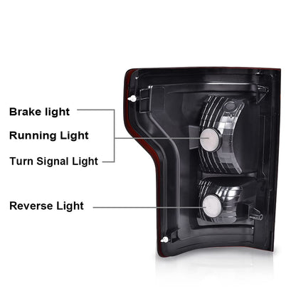 G-PLUS Rear Tail Lights Compatible with Ford F150 2015 2016 2017 Taillamps Brakelights w/bulb Luces Traseras Smoke lens FO2800239C FO2801239C Left and Right Side Rear Brake Lamps Assembly