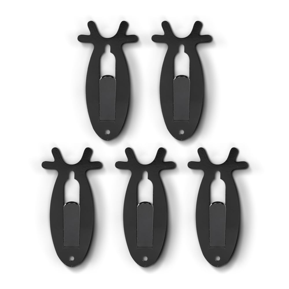 G-PLUS 5 Pack of Wall Hanger Hook European Antler Style Wall Mount Bracket for Hanging Mounting Deer, Antler S, Whitetail Deer, Mule Deer and Many Other Animals Living Room Bedroom Home Decor Black