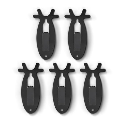 G-PLUS 5 Pack of Wall Hanger Hook European Antler Style Wall Mount Bracket for Hanging Mounting Deer, Antler S, Whitetail Deer, Mule Deer and Many Other Animals Living Room Bedroom Home Decor Black