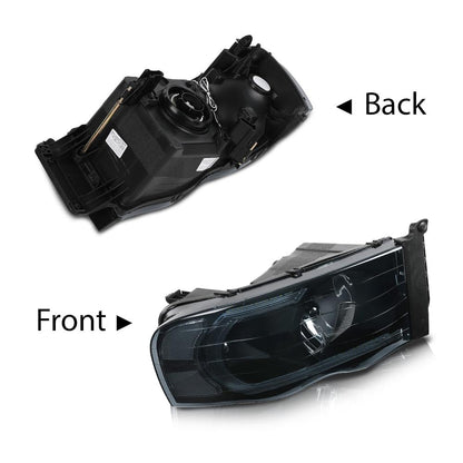 G-PLUS LED Headlights Headlamps Compatible with Dodge Ram 1500 2002-2005,Compatible with Dodge Ram 2500 3500 2003-2005 Smoke Lens Black Housing Clear Reflector,faros delanteros Assembly