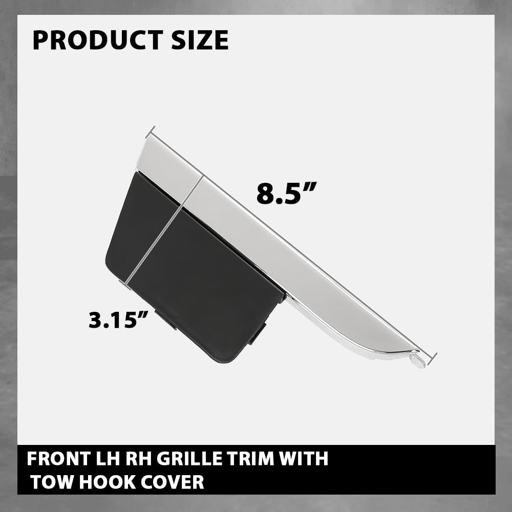 G-PLUS Front LH RH Bumper Trim Grille Trim with Tow Hook Cover Compatible with LX RX350/RX450h 2013-2015 531250E060, 5312648100, 5212748917, 5212848913, LX1047101, LX1046101, LX1039120 Chrome Black