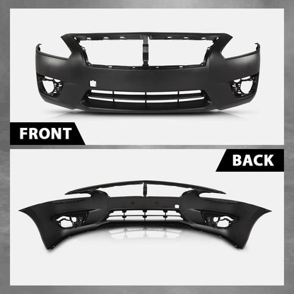 G-PLUS Front Bumper Cover Compatible with Nissan Altima Sedan 2013 2014 2015 w/Fog Light Holes & Tow Hook Hole, 620223TA0H, NI1000285