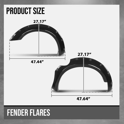 G-PLUS 4PCS Paintable Fender Flares Compatible with Nissan Frontier 2006-2020 Fit 5' Styleside Bed Fit Factory Chrome Front Bumper Black