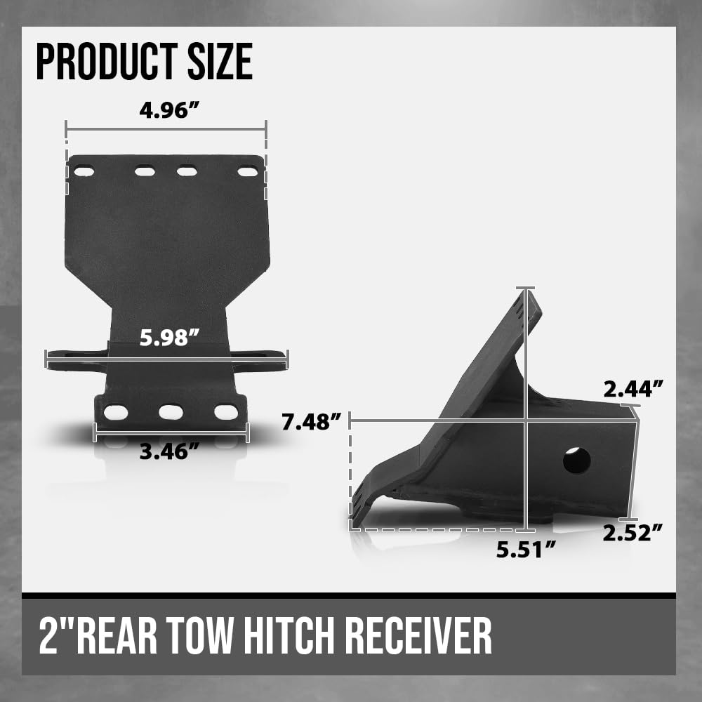 G-PLUS Rear Tow Hitch Receiver 2" Compatible with Yamaha YXZ 1000R 2016 2017 2018 2019 2020 2021 2022 2023 2024 Black
