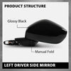 G-PLUS Power Mirror w/ 3-Pin Left Driver Side Compatible with Honda Civic LX/Sport 2022-2023 Manual Folding 76258T20A01-PFM HO1320350 Glossy Black