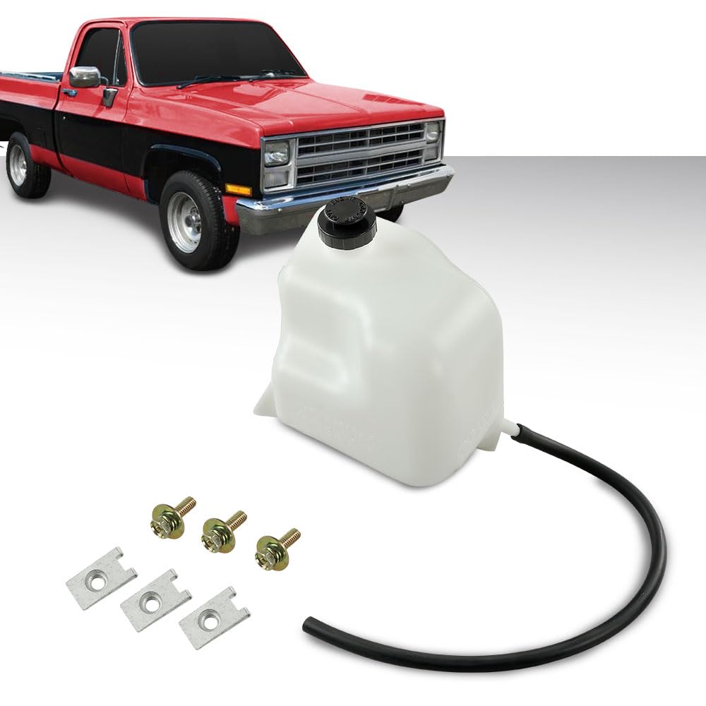 G-PLUS White Overflow Radiator Tank Coolant Bottle w/Cap Mounting Hardware & Hose Fit GM Full Size Trucks/Fits C/K Series 1981-1987 & 1988-1991 RV Pickups Full Size Blazer & Suburban HD81-87