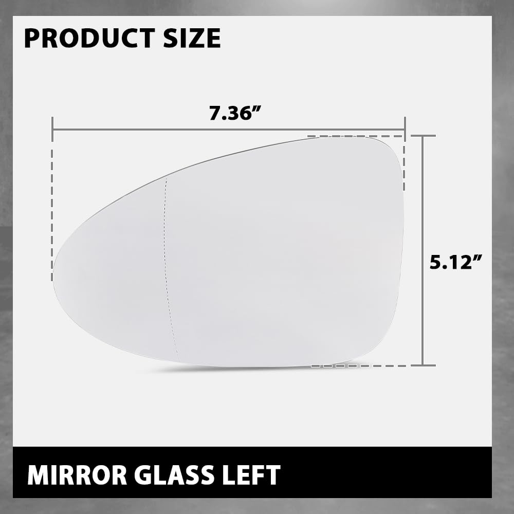 G-PLUS Driver Left Side Mirror Glass Compatible with Porsche Macan 2015 2016 2017 2018 2019 2020 2021 95B857521H, 95B-857-521-G White