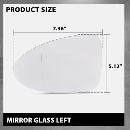 G-PLUS Driver Left Side Mirror Glass Compatible with Porsche Macan 2015 2016 2017 2018 2019 2020 2021 95B857521H, 95B-857-521-G White