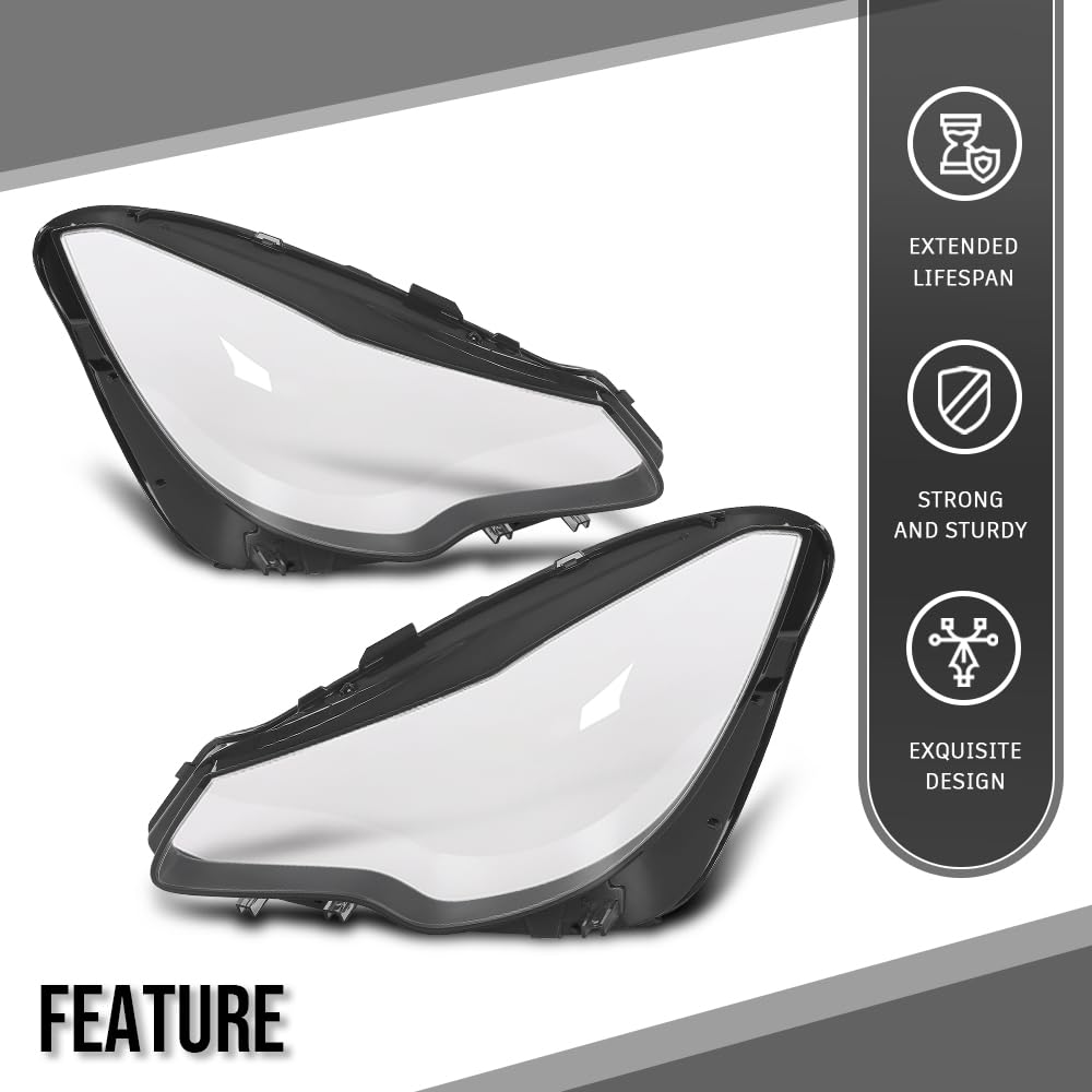 G-PLUS Headlight Lens Cover Compatible with Benz E-Class W207 C207 2014 2015 2016 Left & Right Front Headlamp Lens Cover Clear