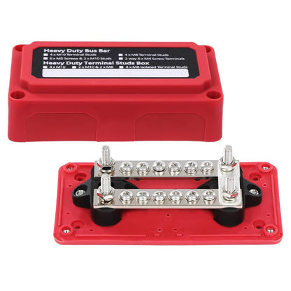 G-PLUS Nylon 30 Fiberglass Red Distribution Box 12 Terminal Ground Power Distribution Junction Block Kit 12V 100A