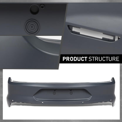 G-PLUS Rear Bumper Cover w/Holes Compatible with Ford Mustang 2018-2023, Fit Models WITH Park Assist Only, NOT Fit Shelby Models, 187-10329, JR3Z17K835AAPTM, FO1100737