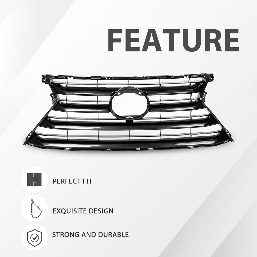 G-PLUS Front Upper Bumper Grille Shell Insert Compatible with NX200t NX300h 2015 2016 2017 LX1200172 5311178010 Silver