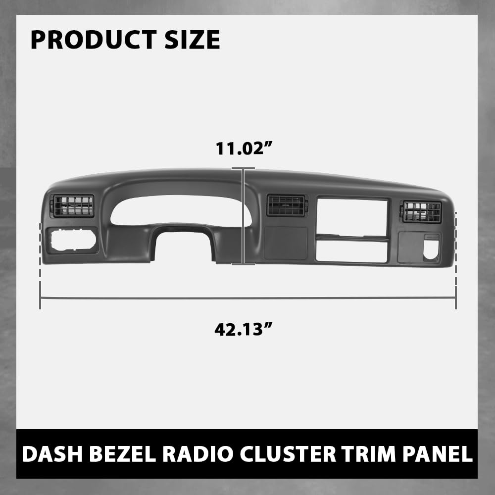 G-PLUS Dash Board Bezel Radio Cluster Trim Panel W/o Hole, Compatible with Ford F250 F350 Super Duty 1999-2004, Dark Gray