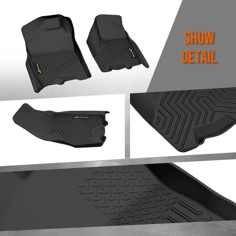 G-PLUS TPE Floor Mats Fit Dodge Ram 1500 Quad Cab 2009-2018 / Ram 1500 Classic Quad Cab 2019-2022 1st & 2nd Row Truck Accessories Cargo Liners All Weather Protection 3PCs Black Alfombras para Carro