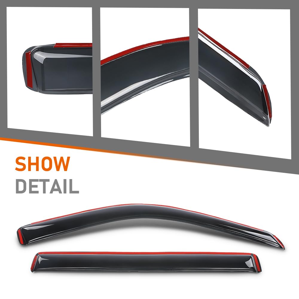 G-PLUS in-Channel Auto Vent Window Visor Compatible with Toyota Tundra CrewMax Only 2022-2026 Not Fit Double Cab 4PCS Smoky