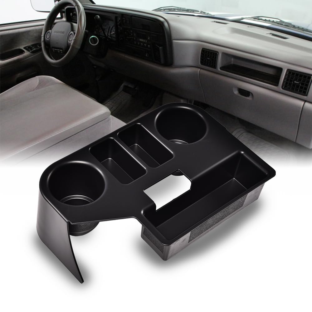G-PLUS Center Console Cup Holder Compatible with Dodge Ram 1500 2500 3500 1994-1997 Cupholder Replacement Black ABS Plastic