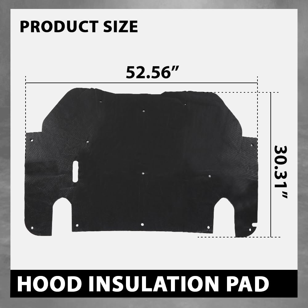 G-PLUS Engine Hood Insulation Pad Black with Clip, Compatible with 1993-1997 Ford Ranger