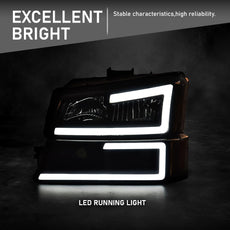 G-PLUS LED DRL Headlights for Chevy Avalanche 1500 2500 2003-2006 Black Housing Product Details