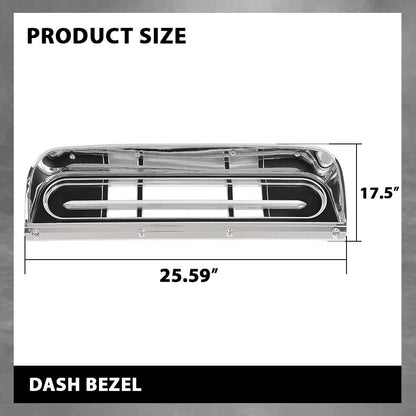 G-PLUS Dash Bezel Trim Compatible with Ford F100 F350 Truck 1967 1968 1969 1970 1971 1972 Chrome Dashboard Cover Panel