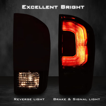 G-PLUS Rear Tail Light Compatible with Toyota Tacoma 2016 2017 2018 2019 2020 2021 2022 2023, Dark Red Rear Brake Lamp,Luces Traseras Right Passenger
