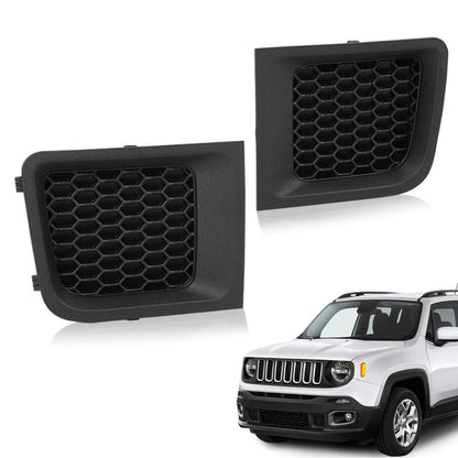 G-PLUS Bumper Cover Grille Compatible With 2015-2017 Jeep Renegade,Black Front Lower Bumper Grille Bezel Left and Right Side Pair