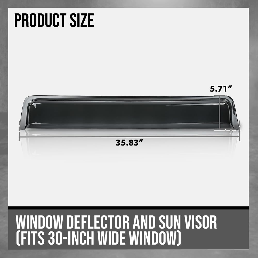 G-PLUS RV Window Deflector and Sun Visor Fit 30 inch Wide Window Smoke