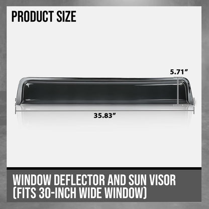 G-PLUS RV Window Deflector and Sun Visor Fit 30 inch Wide Window Smoke