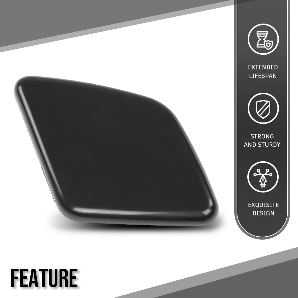 G-PLUS Right Headlight Washer Cover Cap Front Bumper Trim Compatible with Volvo XC90 2007 2008 2009 2010 2011 2012 2013 2014 39875254 Glossy Black