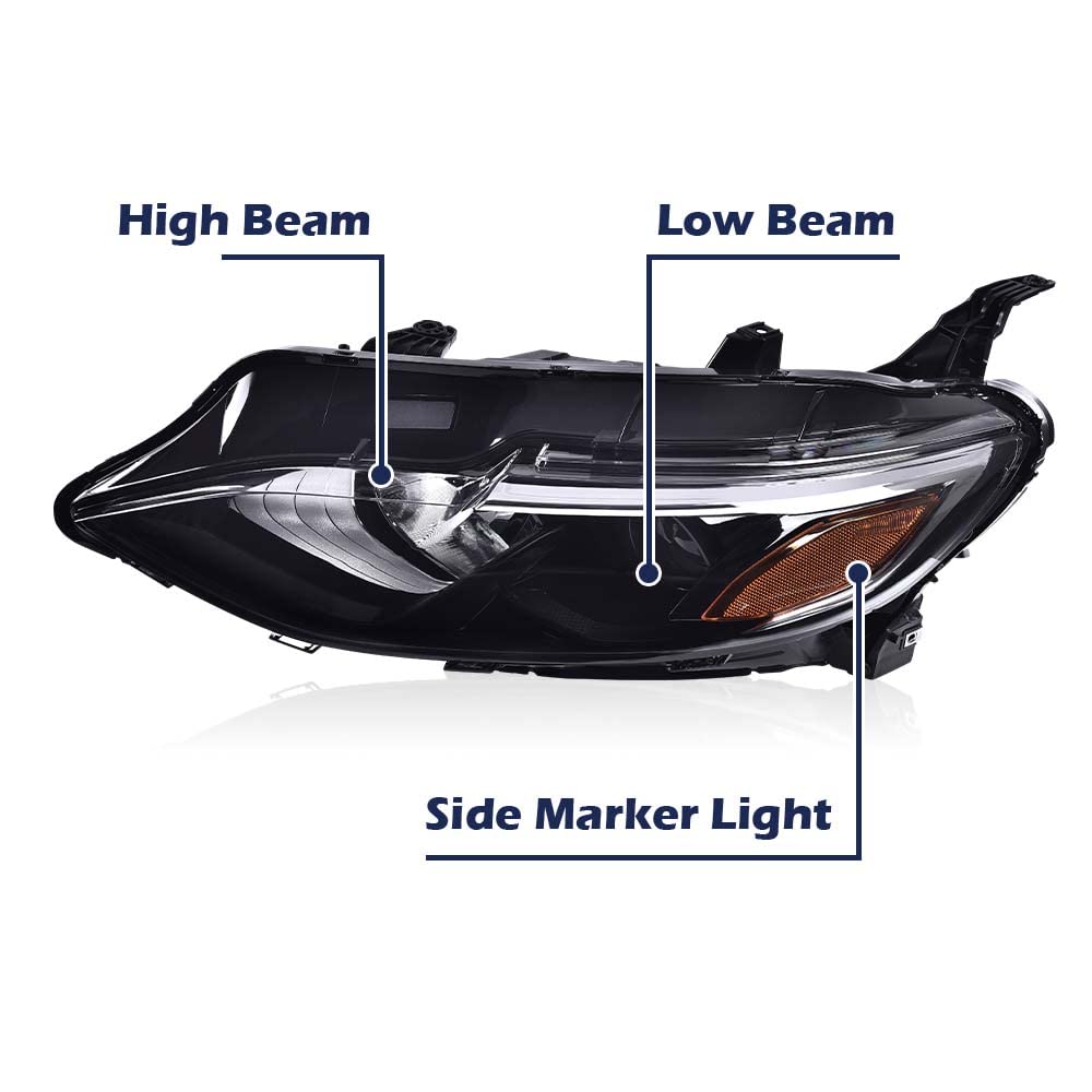 G-PLUS Headlight Assembly Compatible with Chevy Malibu 2019 2020 2021 Left Driver Side Front Halogen Headlamp ‎Clear Lens Black Housing Amber Reflector Bumper Headlamps,faros delanteros