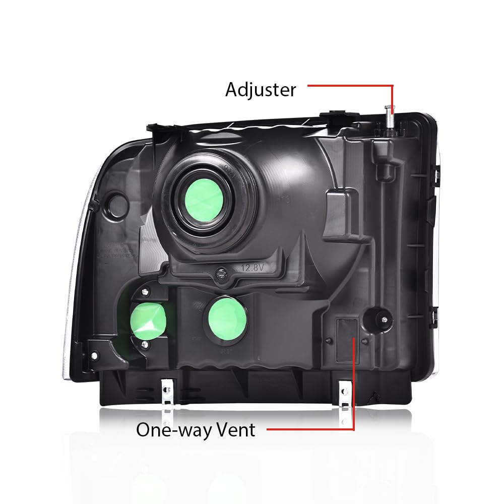 G-PLUS Headlights Compatible with Ford F250 F350 F450 F550 Super Duty 1999-2004 Truck Excursion Conversion Clear Lens Chrome Housing Clear ReflectorBumper Headlamps,faros delanteros