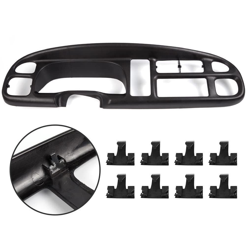 G-PLUS Dash Cover Bezel With 8 Clips Compatible with Dodge Ram 1500 1998-2001/ Ram 2500 3500 1998-2002#5GK51DX9AA, 5EU11DX9AB, 68042746AC, 998-15163 Dashboard Panel