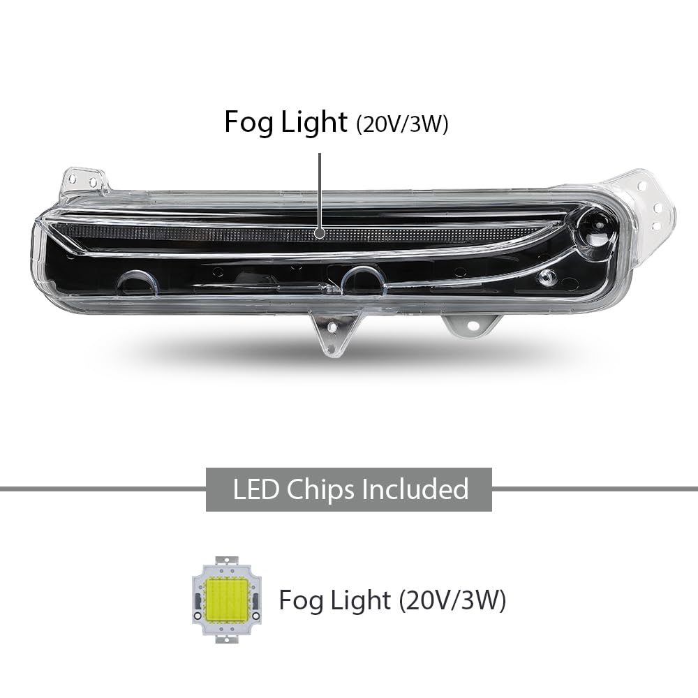 G-PLUS Pair LED Fog Lights Lamps Assembly, Compatible with Lincoln MKX 2016-2017, LH Driver & RH Right Side 2PCS, FA1Z-13200-D, FA1Z-13200-C