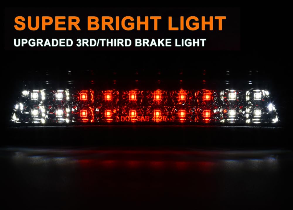 G-PLUS Rear Roof Center LED Third 3rd Brake Cargo Light Compatible with Chevy Silverado GMC Sierra 1500 2500 HD 3500 HD 2014 2015 2016 2017 2018 (Smoke Lens)