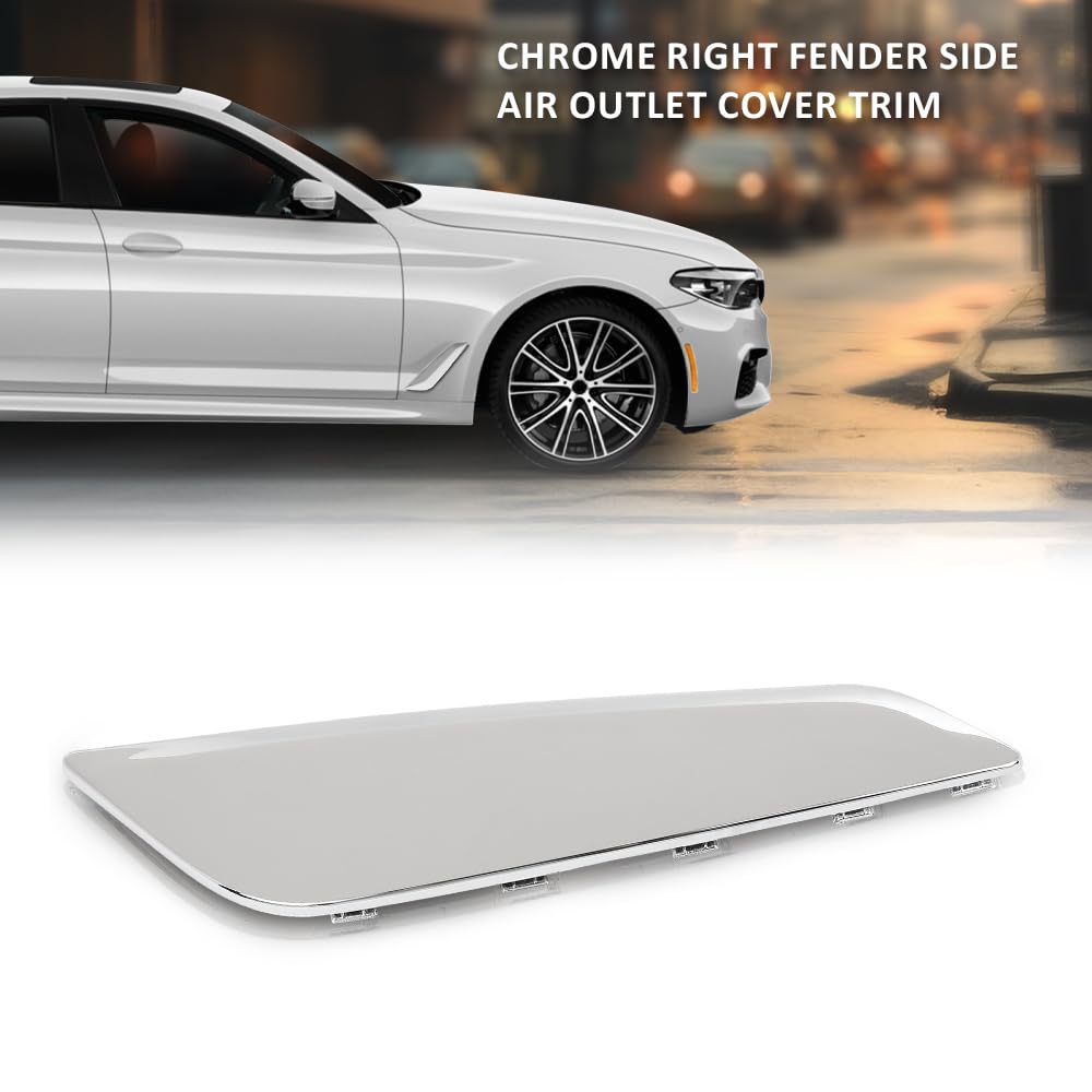 G-PLUS Right Fender Vent Trim Fender Side Air Outlet Cover Trim Chrome Compatible with BMW G30 5-Series 2017-2022 51137349594 Silver