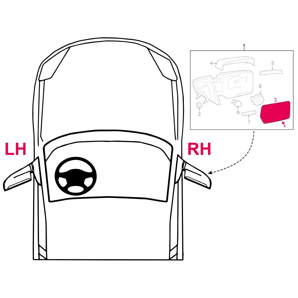 Front Passenger Side Replacement Mirror Glass with Backing Plate Compatible For Ford F-150 2011-2014