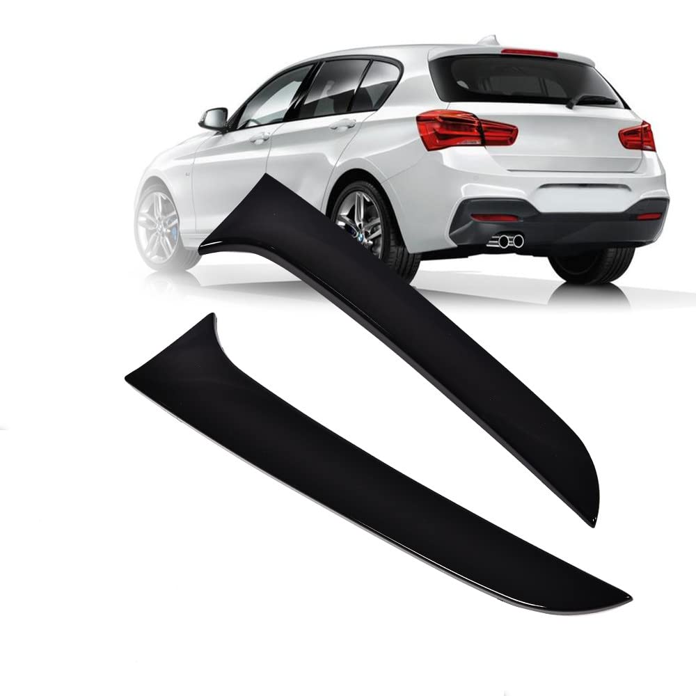 G-PLUS Rear Window Spoiler Side Wing Trim Cover Compatible with 2015-2017 BMW 1 Series F20 (Glossy Black)