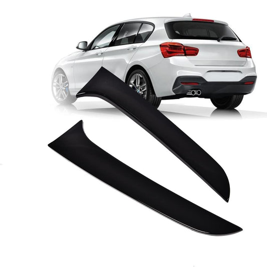G-PLUS Rear Window Spoiler Side Wing Trim Cover Compatible with 2015-2017 BMW 1 Series F20 (Glossy Black)