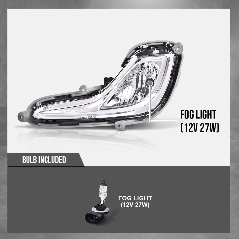 G-PLUS Bumper Fog Lights Compatible with Hyundai Accent 2012-2017 922011R010 922021R000 HY2592139 HY2593139 Left Driver Side & Right Passenger Side Clear Lens Fog Lamps