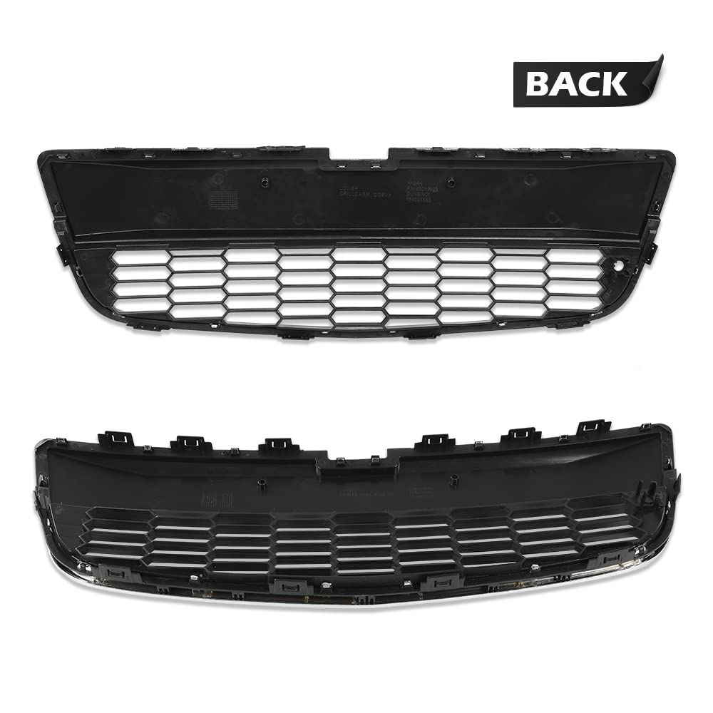 G-PLUS Front Bumper Lower Grille Compatible with Chevy Sonic LS/LT/LTZ 2012-2016 Chrome Grill Shell Trim w/Black Insert 95227395 GM1036139