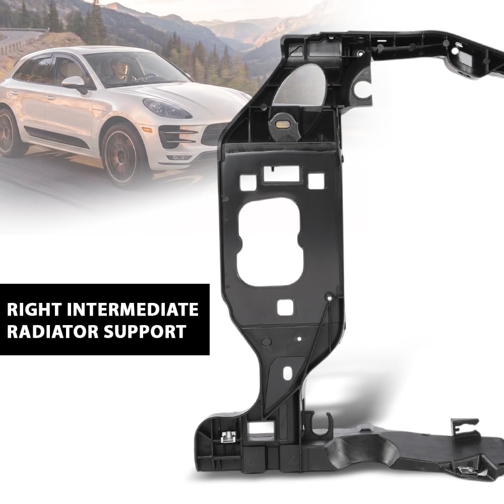 G-PLUS Front Right Side Intermediate Radiator Support Assembly w/ Bracket Compatible with Porsche Macan 2015-2018 95B805594 Direct OE Replacement Black