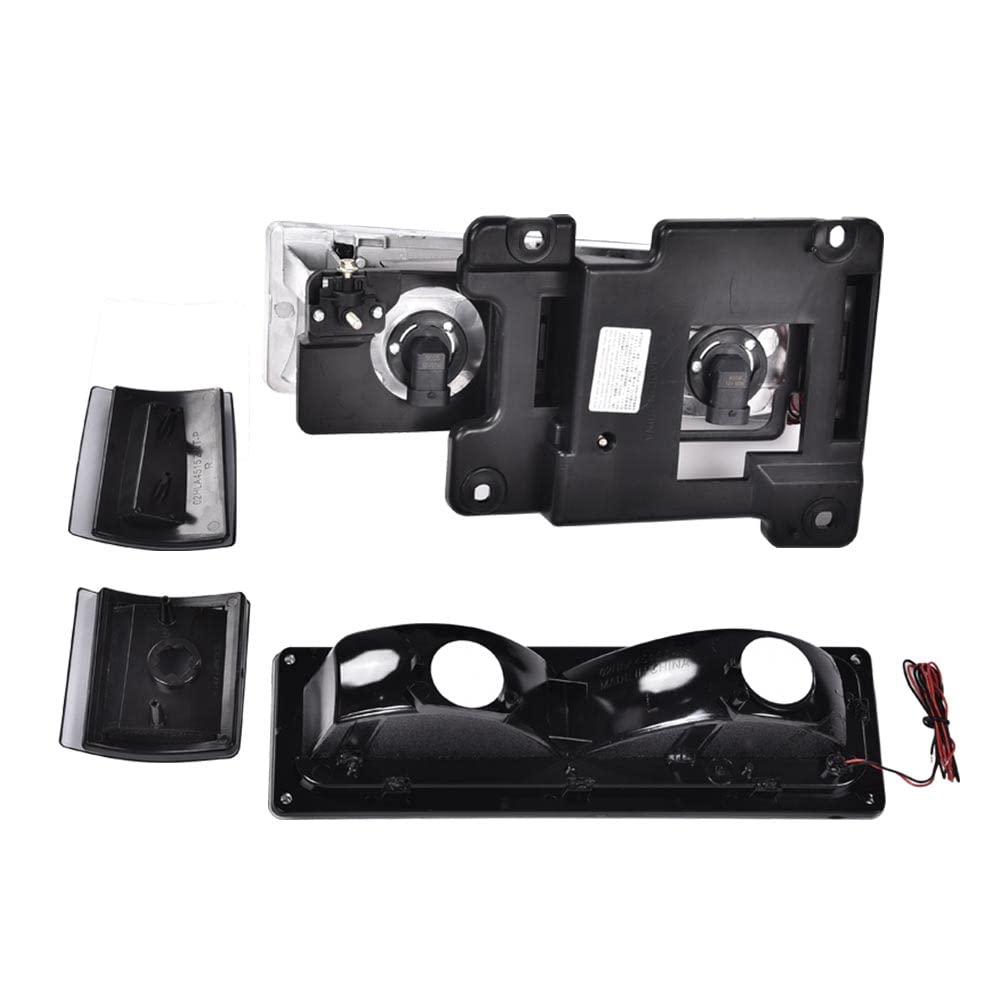 G-PLUS LED Headlights Assembly w/Bulbs Fit GMC C1500 K1500 Yukon 1994-1999, Fit GMC C2500 C3500 K2500 K3500 1994-2000, Left & Right Headlamps Assembly, Clear Lens Chrome Housing Amber Reflector