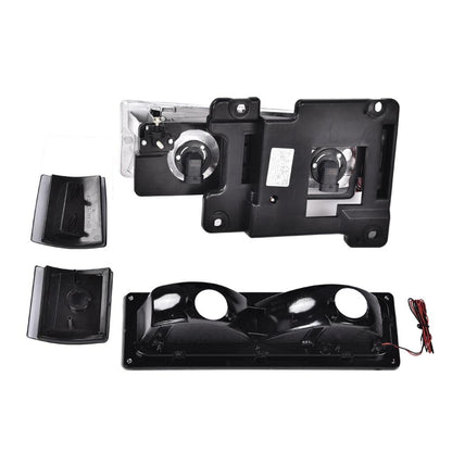 G-PLUS LED Headlights Assembly w/Bulbs Fit GMC C1500 K1500 Yukon 1994-1999, Fit GMC C2500 C3500 K2500 K3500 1994-2000, Left & Right Headlamps Assembly, Clear Lens Chrome Housing Amber Reflector