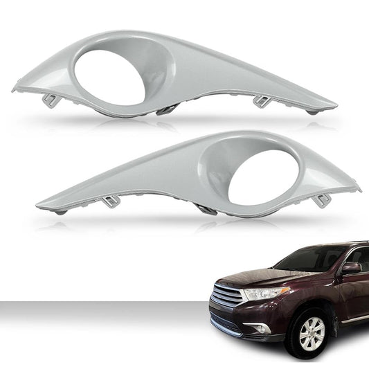 G-PLUS Front Fog Light Lamp Cover Trim Pair, Compatible with Toyota Highlander 2011 2012 2013 TO1038154 TO1039154 814810E060 814820E080, Driver & Passenger Side Fog Light Trim Silver