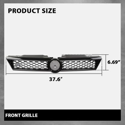 G-PLUS Front Upper Grille Grill Trim Gloss Black Honeycomb W/Chrome Trim Compatible with Volkswagen VW Jetta 2010-2014 5C6853653A