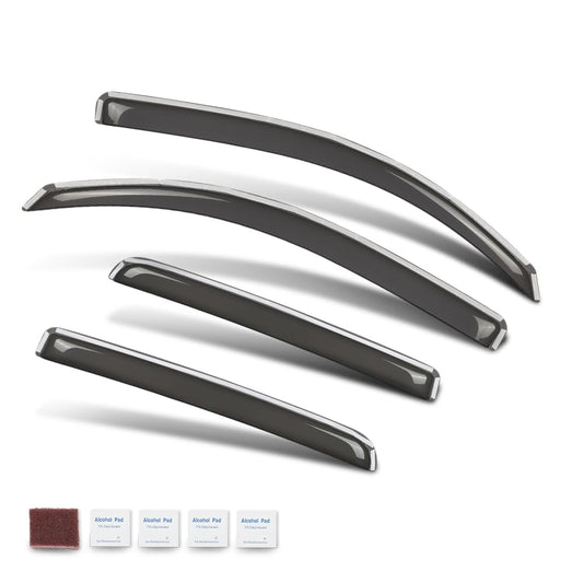G-PLUS in-Channel Side Window Vent Visor Deflectors Rain Guards Compatible with Toyota Tacoma Double/Ext Cab 2016-2023 Only; Will Not Fit Access Cab Impact-Resistant PMMA 4 PCS Smoky