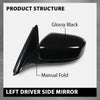 G-PLUS Power Mirror Left Driver Side Compatible with Honda Accord Sedan 4-Door 2003-2007 Manual Folding 3-Pin HO1320152 76250SDAA13ZA Glossy Black