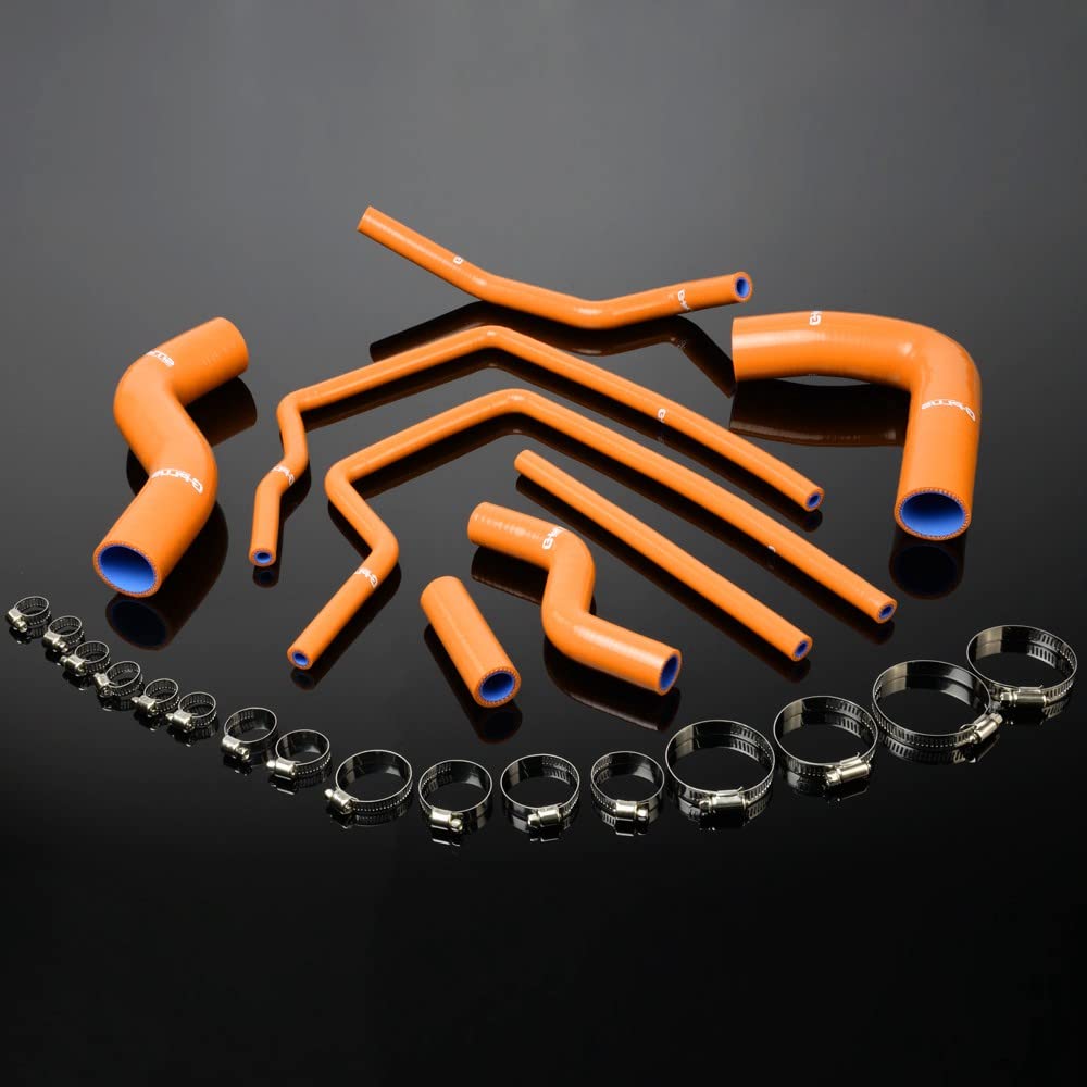 G-PLUS Silicone Radiator Coolant Tube Kit Clamps Compatible With 1996-2000 Subaru Impreza GC8 GF8 STI EJ20 WRX,Orange
