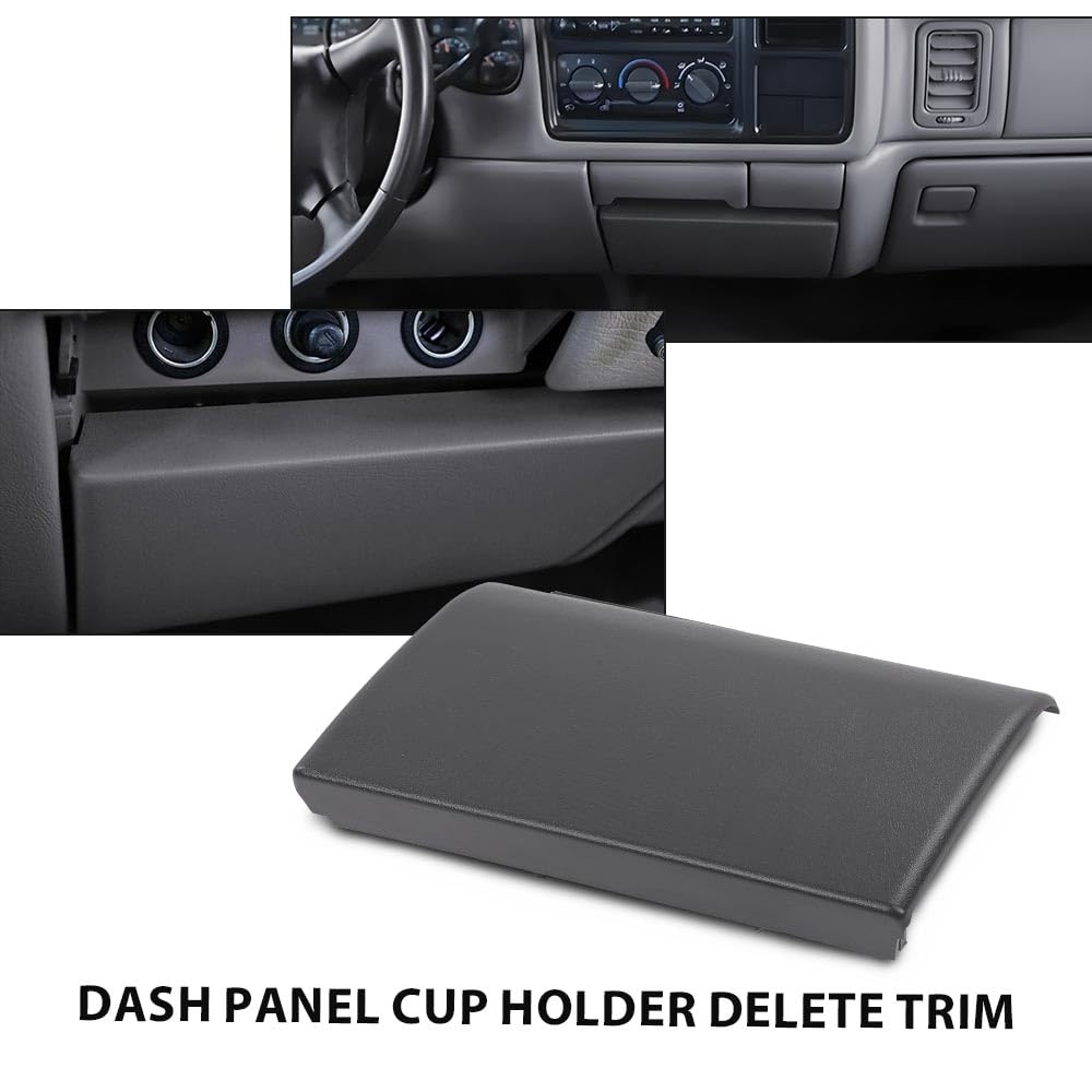 G-PLUS Dash Panel Cup Holder Delete Trim Compatible with 1999-2002 Chevy Silverado Sierra Dark Gray